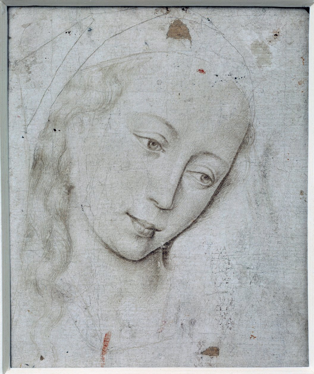 処女の頭。ロジェ・ファン・デル・ウェイデン（1400-1464）のドローイング Ec.Flam. 作： ロジェ・ファン・デル・ウェイデン