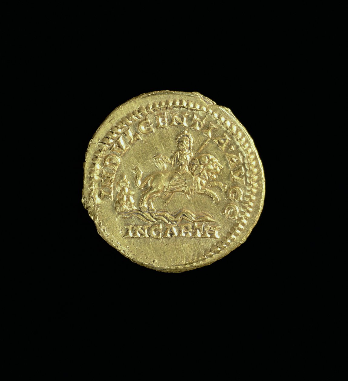 カラカラ（AD 196-AD 217）のアウレウス（逆）。碑文：INDVULGENTIA AVGG IN CARTH（ゴールド）（表側は119135を参照） 作： 小説