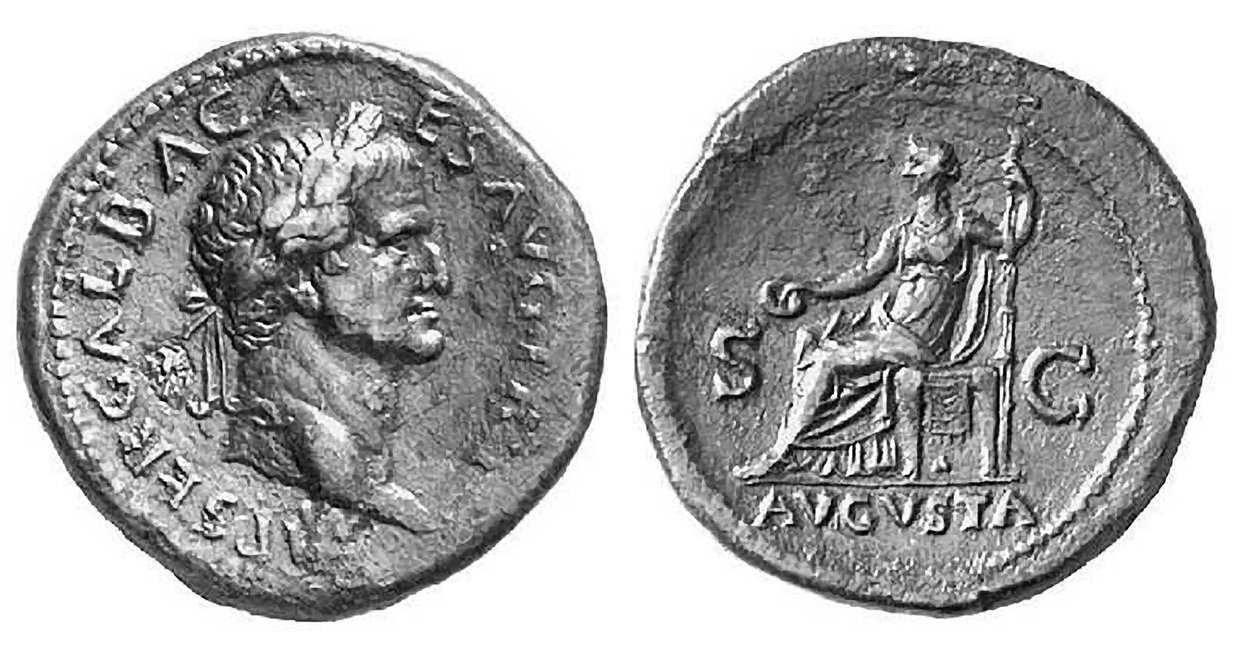 ローマ皇帝ガルバのコイン、68-69 AD（金属） 作： 小説