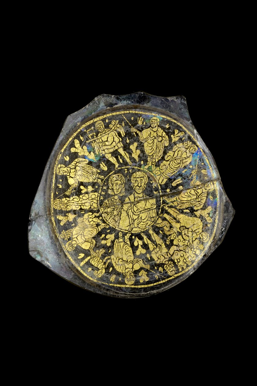 ゴールドボウルの破片、4世紀（ガラス） 作： 小説