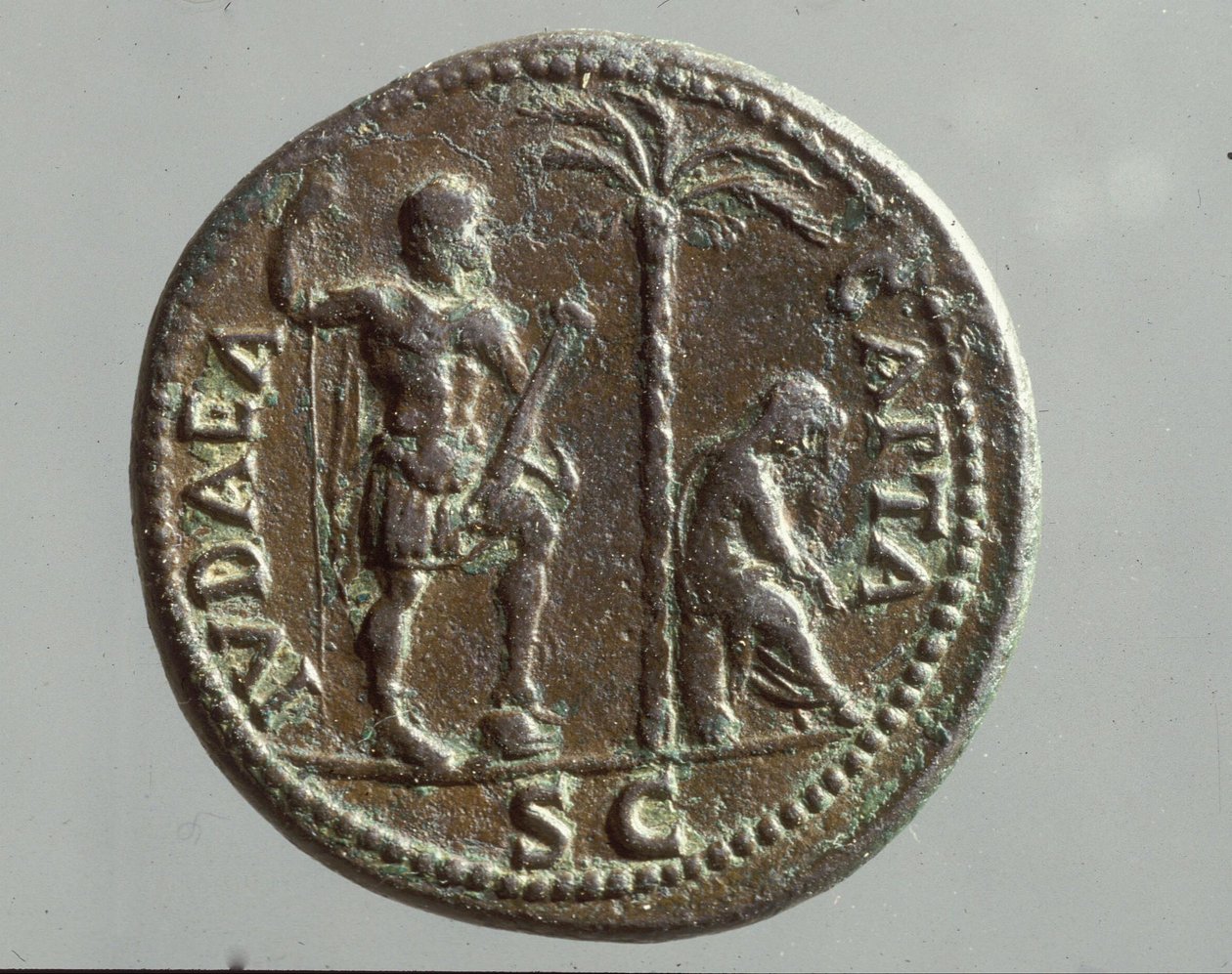 碑文「Iudea Capta」-「Judea the Conquered」（ブロンズ）で哀悼の意を表した皇帝のコイン（裏面は398241を参照） 作： 小説