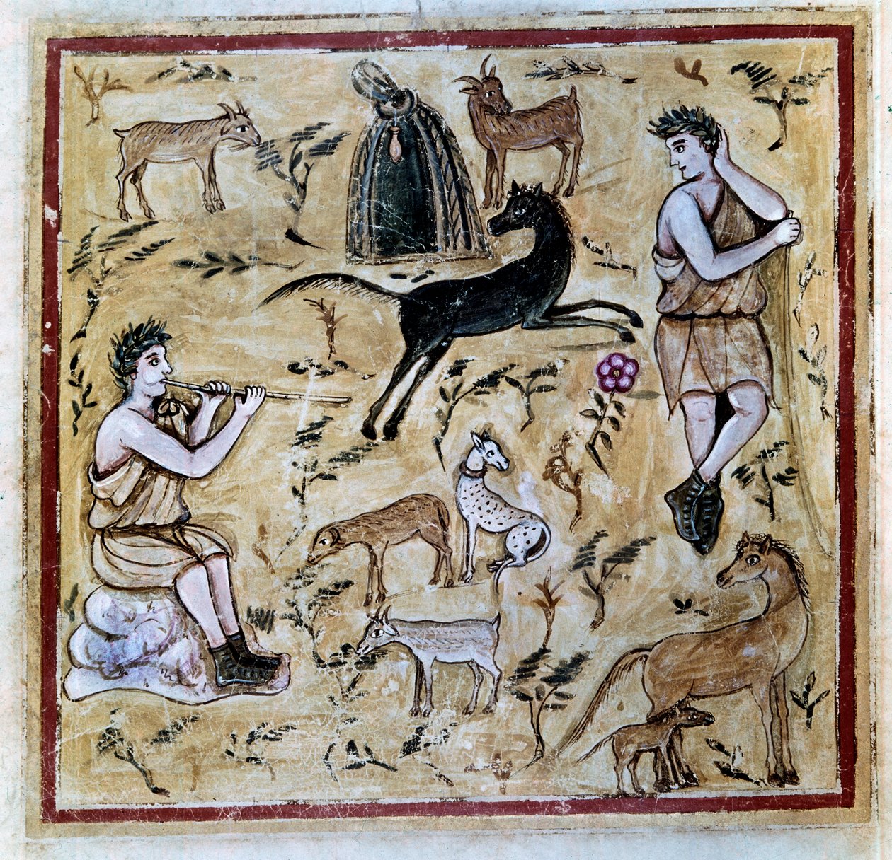 羊飼いと羊の群れ、Codex Vergilius Romanusのイラスト 作： 小説