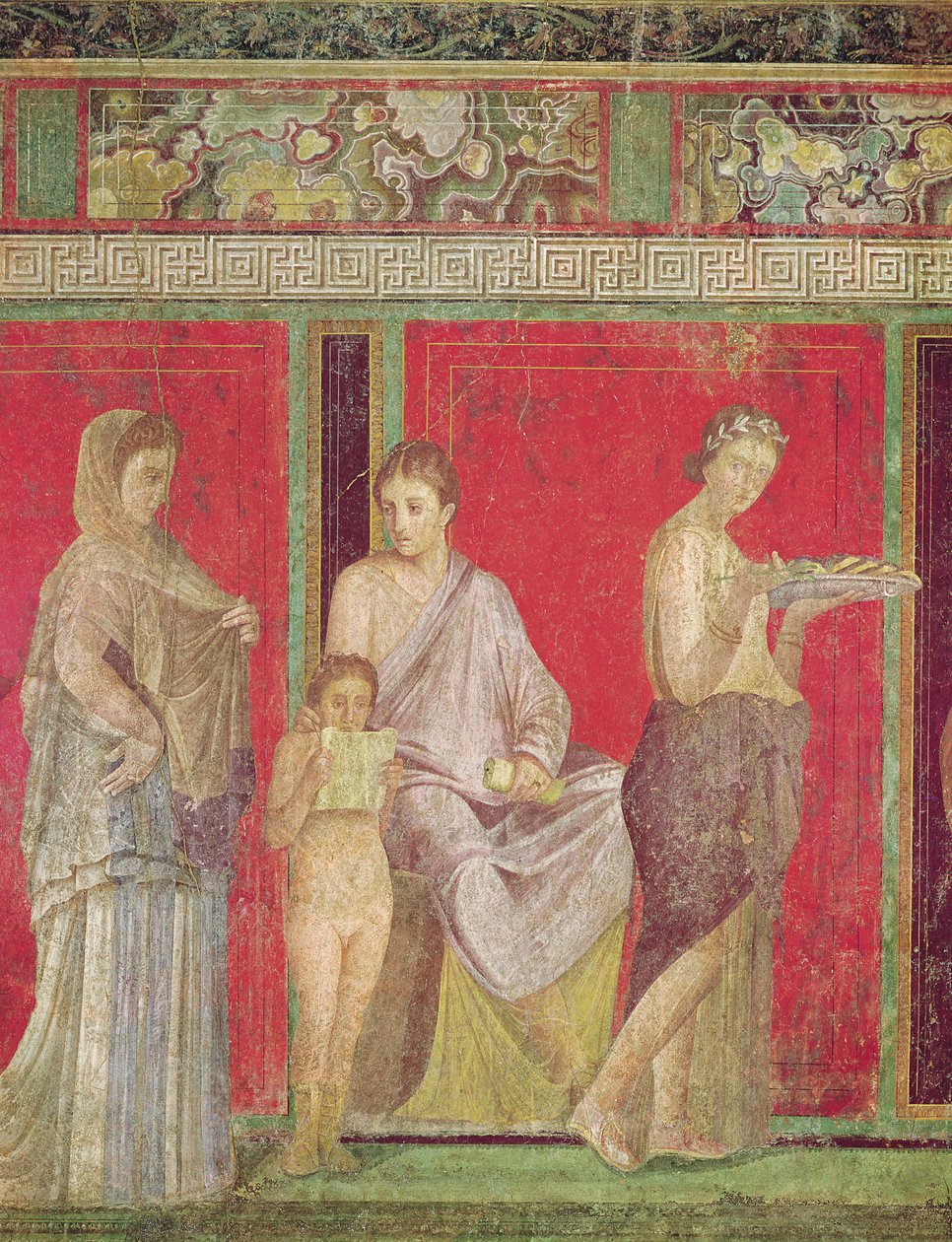 少女の読書によるカテキズムと供物作りの開始、北壁、Oecus 5、c。60-50 BC（55070、57184および20015も参照） 作： 小説