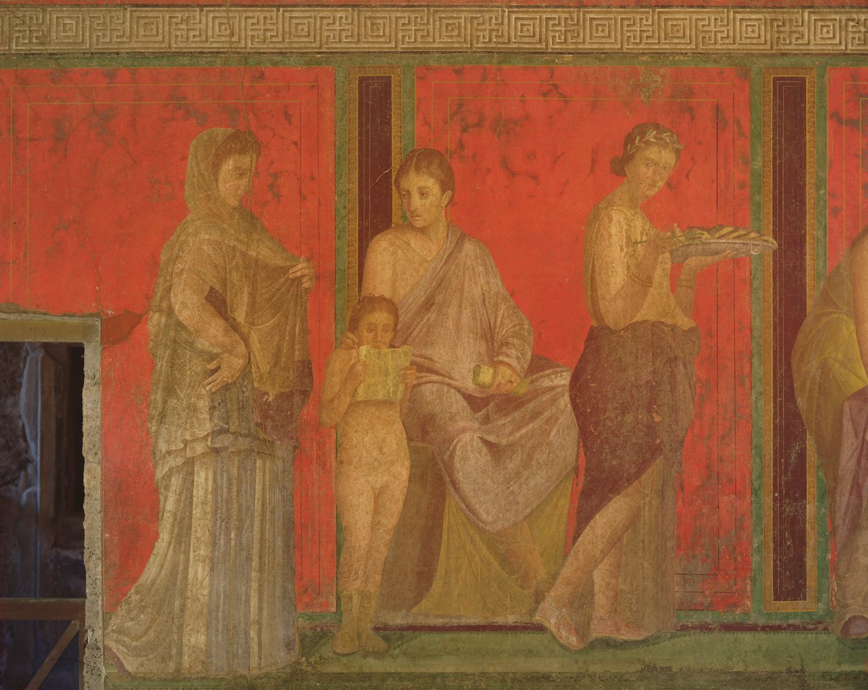 若い女の子の読書と供物を作ることを始めるカテキズム、北壁、Oecus 5、c。60-50 BC（55070、57184、166518も参照） 作： 小説