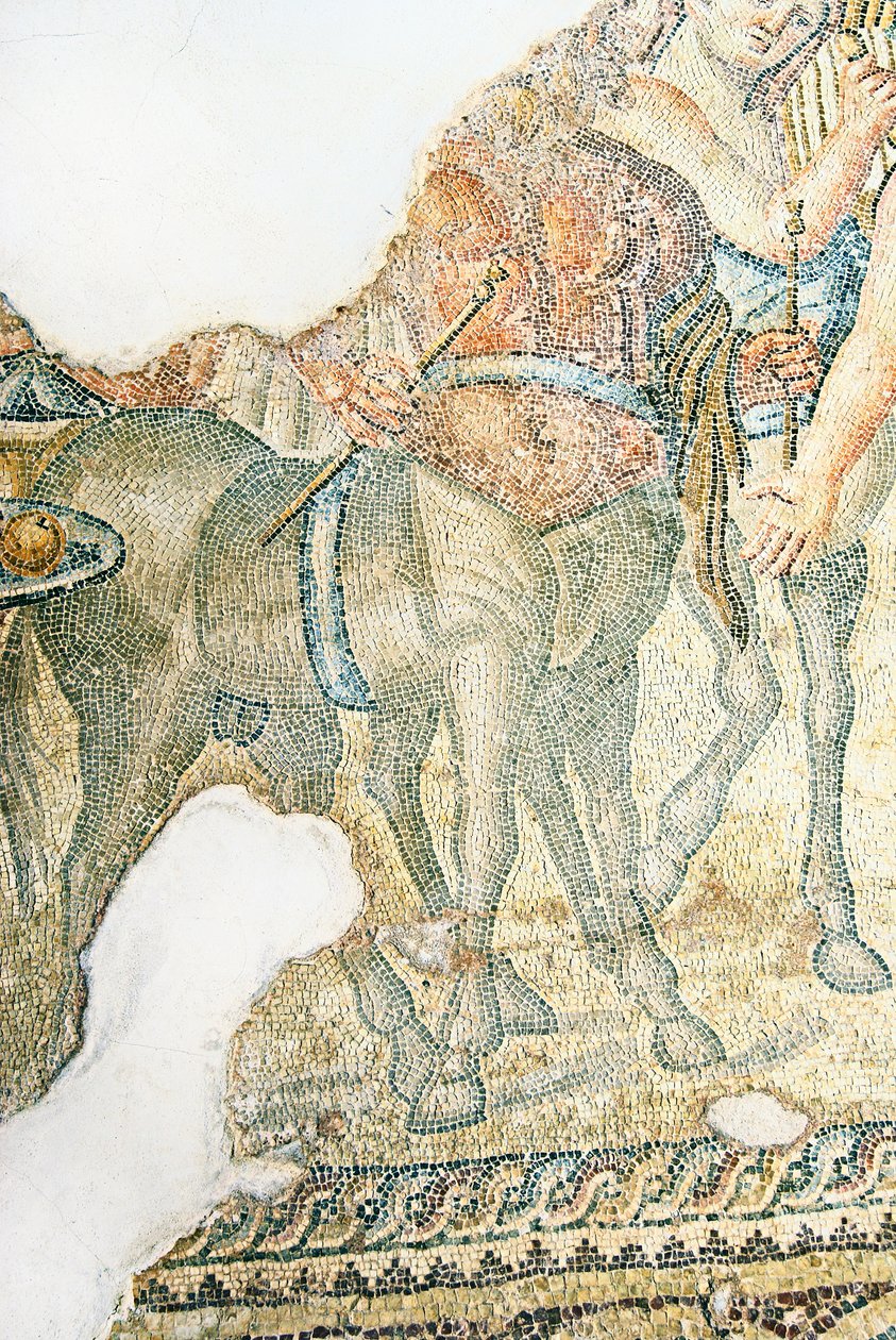 ディオニュソスの凱旋行列、2ケンタウルスの詳細、House of Aion、Paphos、Cyprus mosaic 作： 小説
