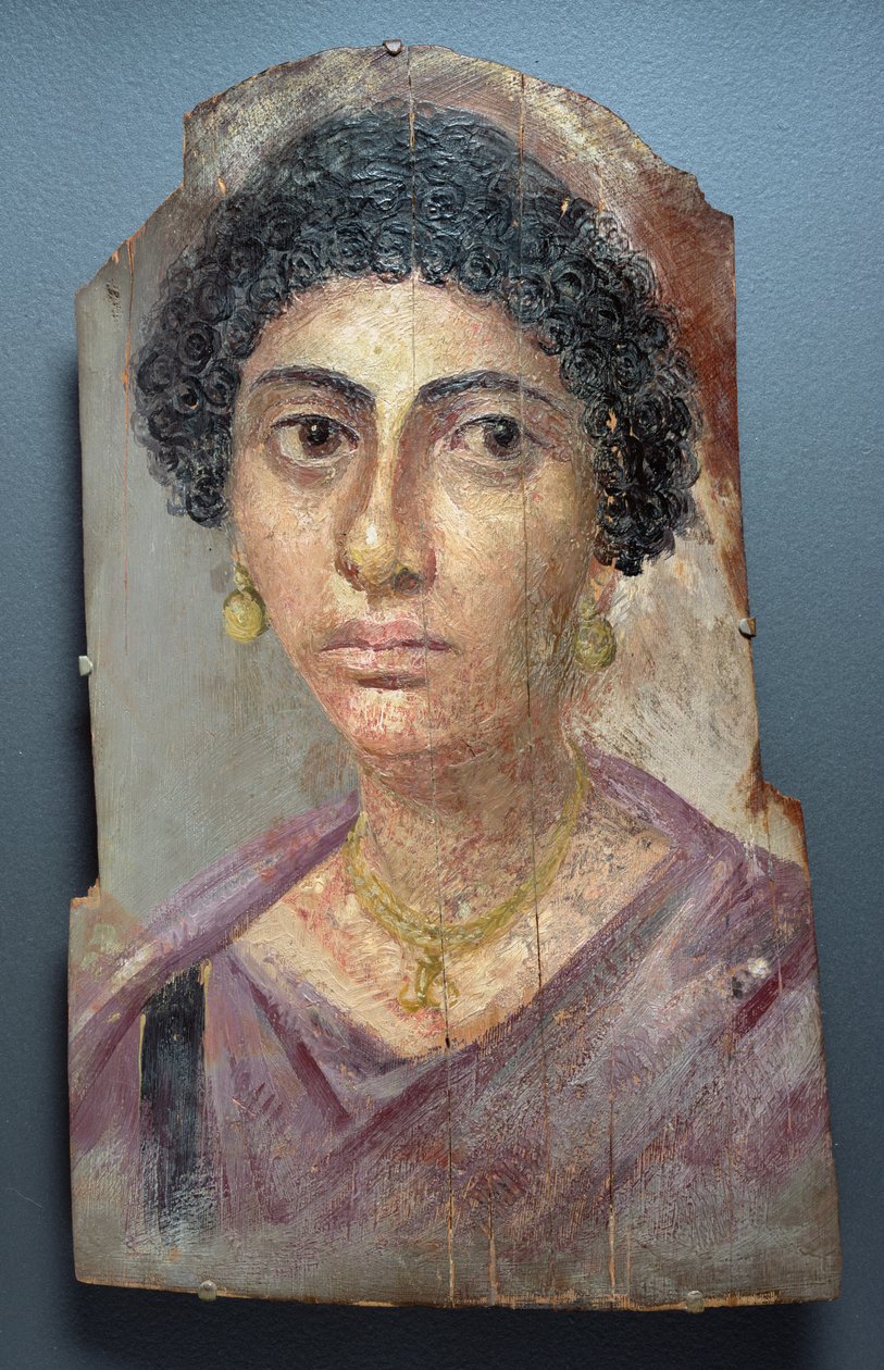 女性の葬式の肖像、AD 100-05（木材に腐食性） 作： ローマ時代のエジプト人