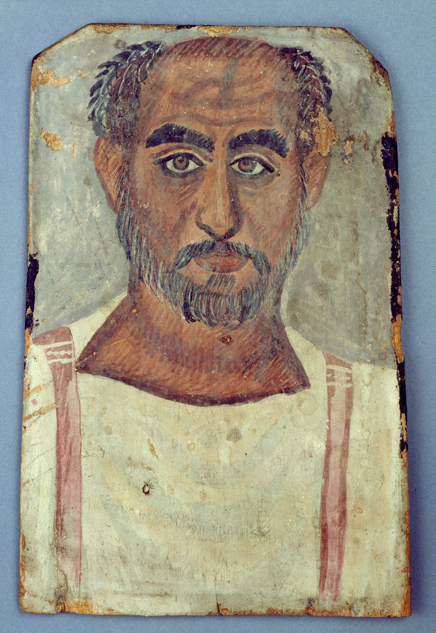 男のミイラの肖像、250〜300年頃（木の上のテンペラ） 作： ローマ時代のエジプト人