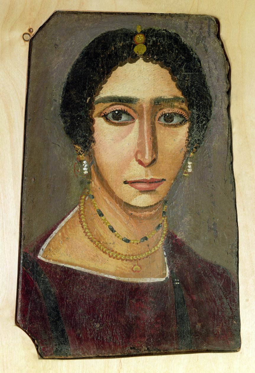 1世紀から4世紀のファイユーム出身の女性の肖像画（木材に腐食性ワックス） 作： ローマ時代のエジプト人