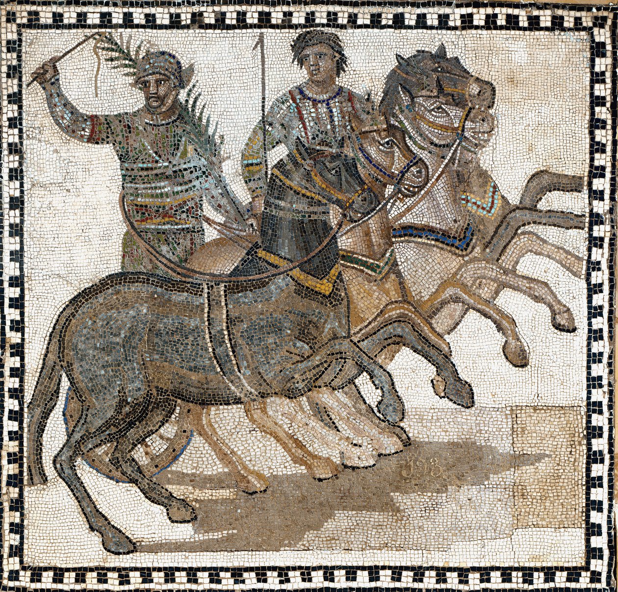 古代ローマのサーカス風景モザイク、3世紀 作： 小説