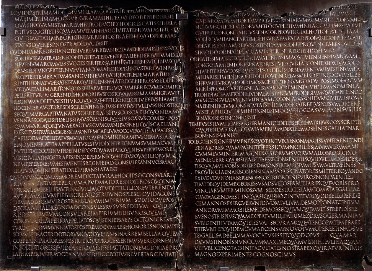 クラウディエンヌ表：クロードのスピーチ（クラウディウスまたはクロディオ 作： 小説
