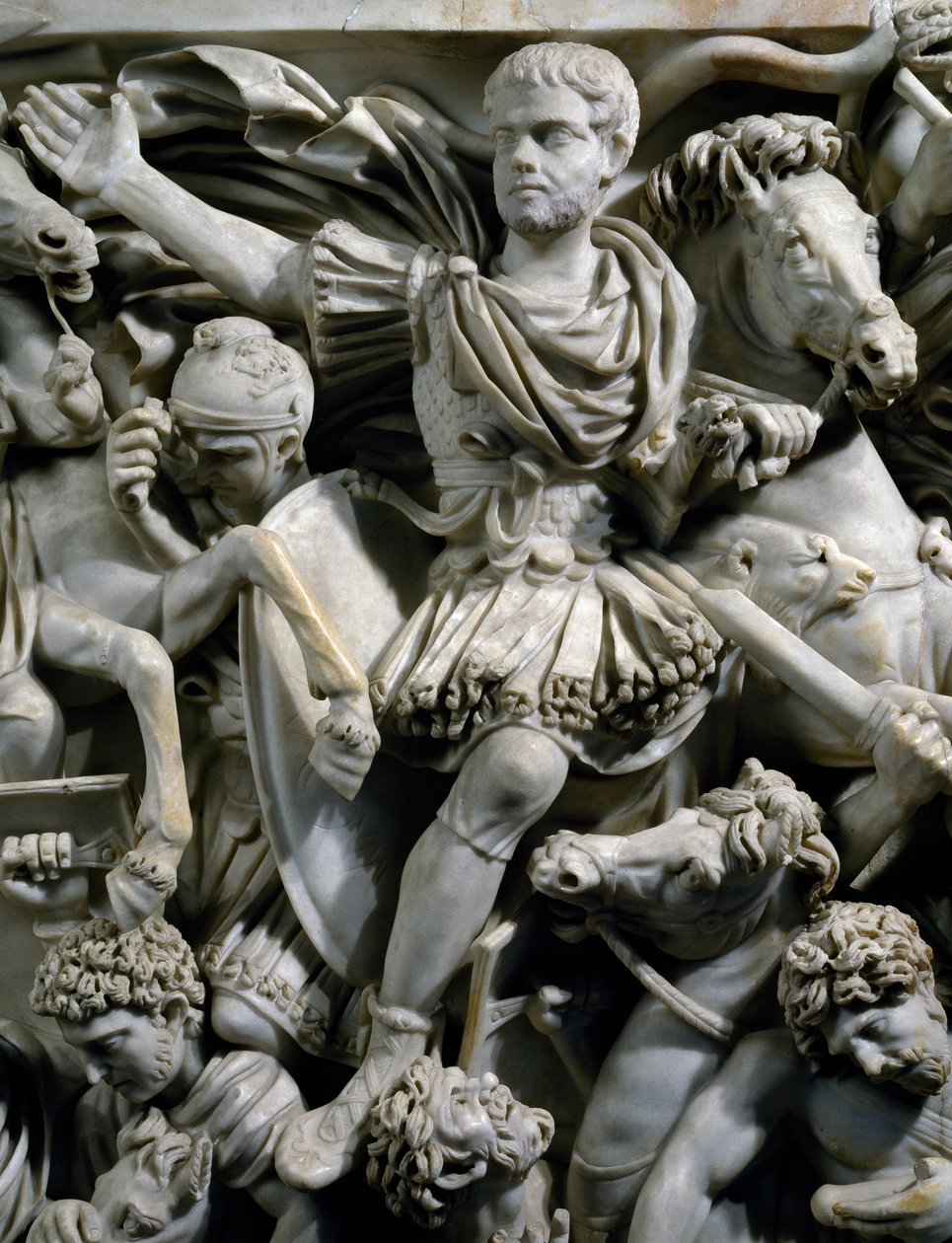 皇帝デキウスの息子ホスティリアヌスの騎馬像と馬上の護衛兵 ローマ人