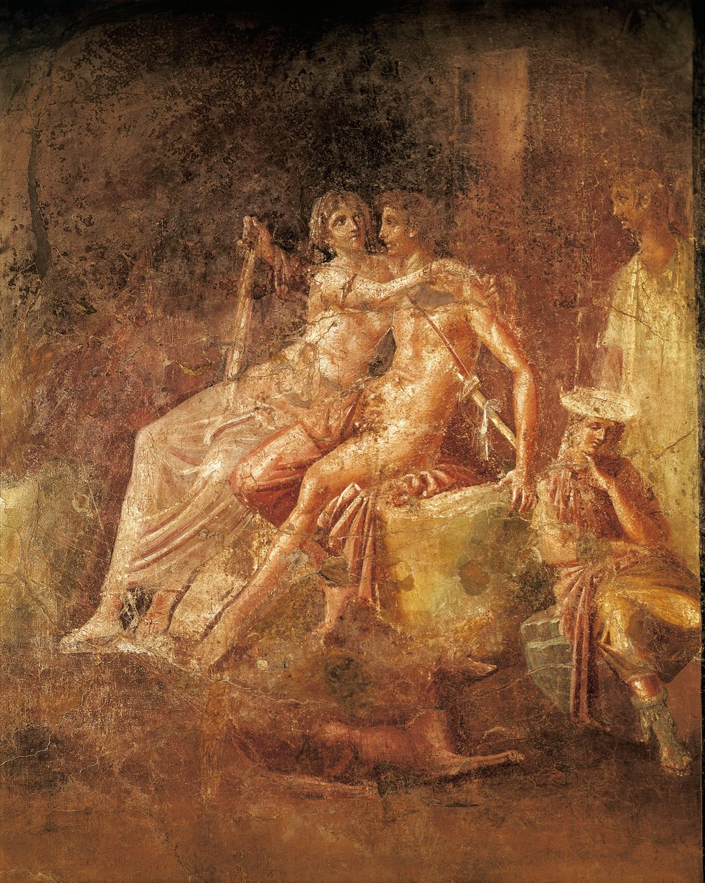 イタリア、ポンペイ、シタリストの家、アレスとアフロディーテを描いたフレスコ画（モザイク画 作： 小説