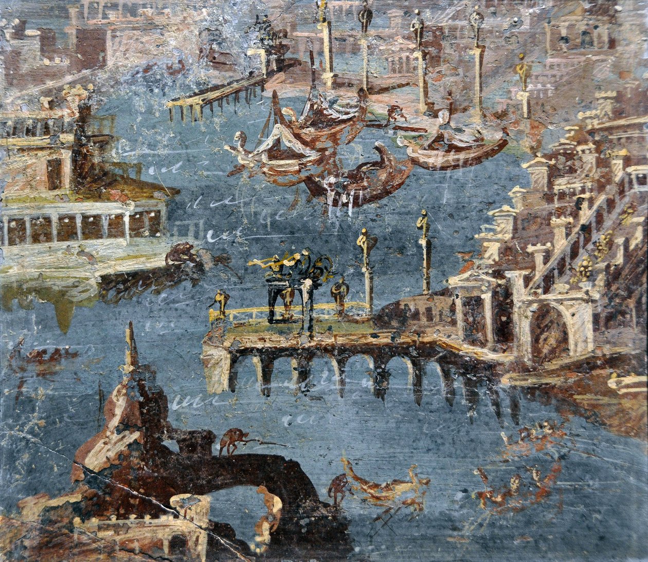 ローマ美術：一般的にポッツオーリと呼ばれる港を示す風景画（フレスコ画） 作： 小説