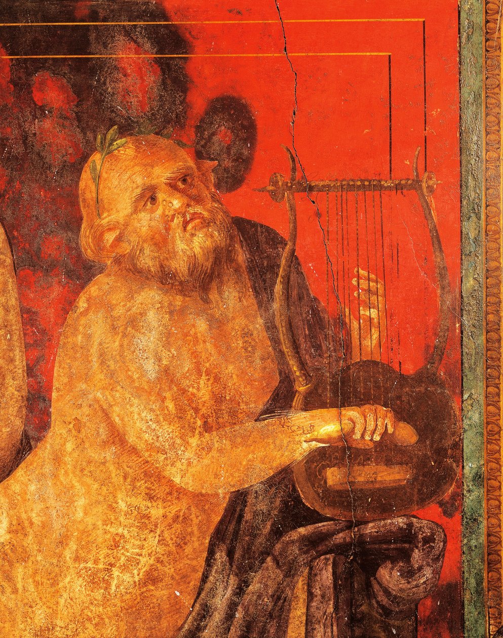 竪琴を弾くシレヌス 神秘の荘のフレスコ画 ポンペイ , カンパニア , ローマ文明時代 作： 小説