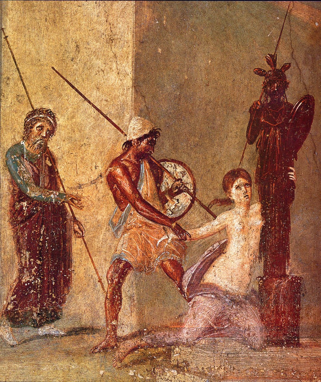 Ajax the Lesser は Cassandra を Xoanon から引き離します。 広告 作： ローマのポンペイの壁画