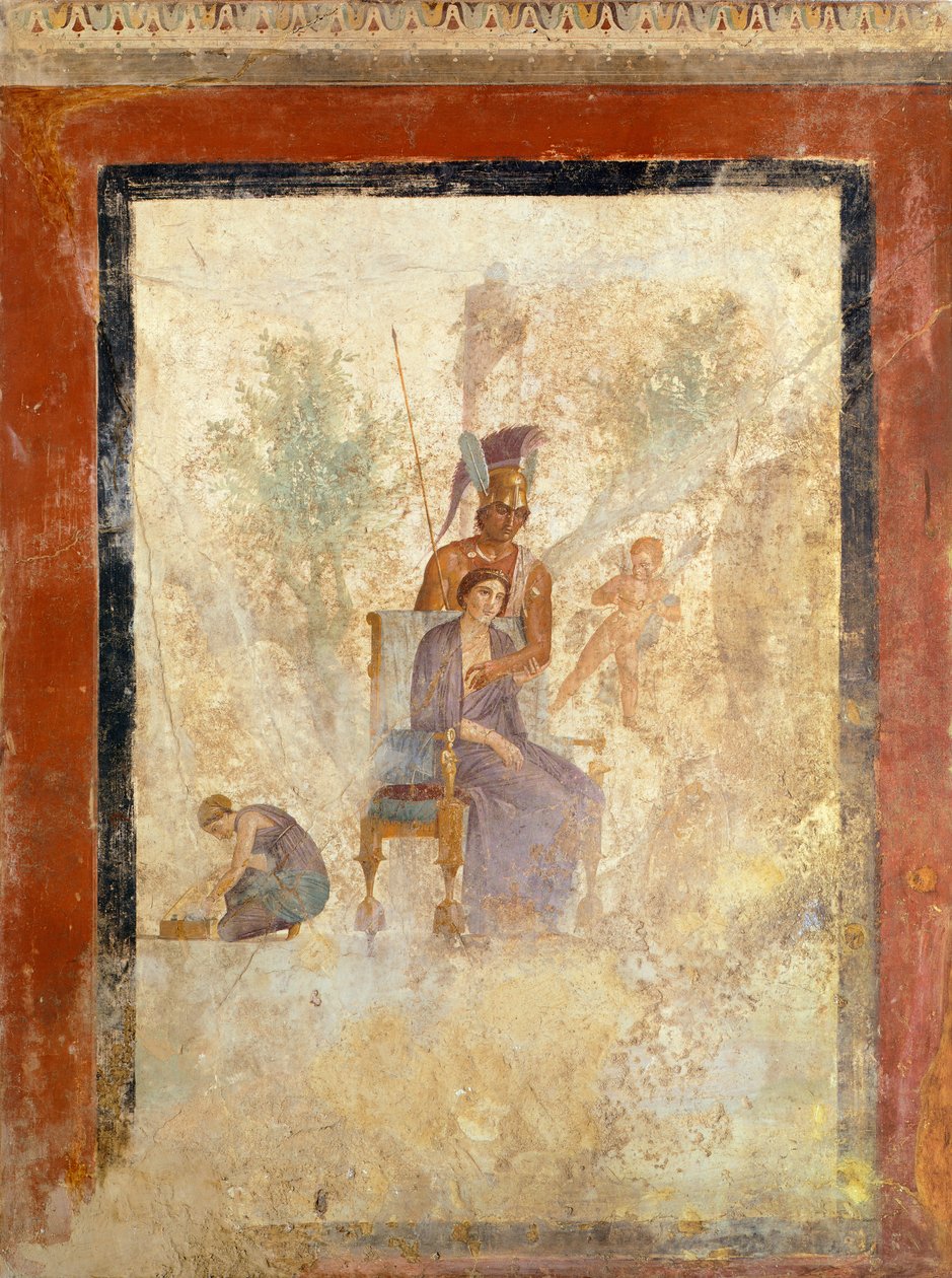 アレスとアフロディーテを描いたフレスコ画（ポンペイ、「罰せられた愛