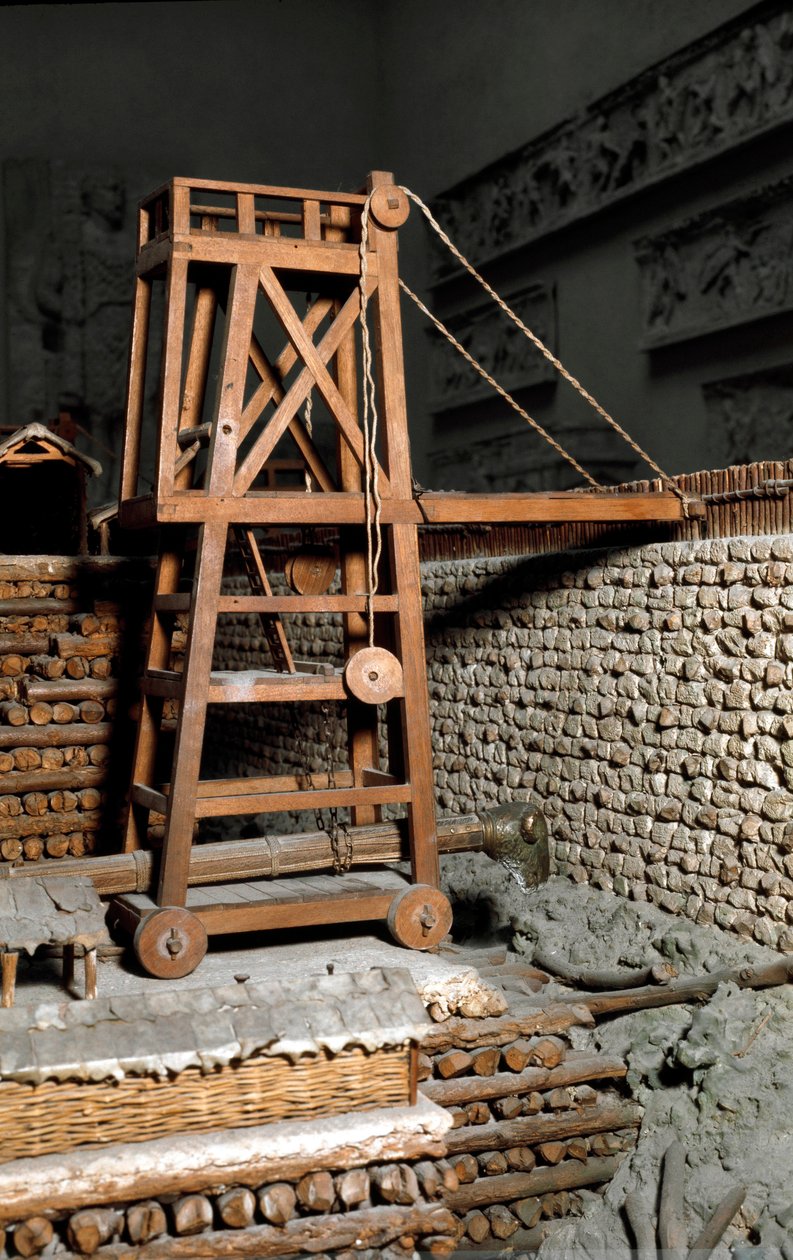 Römische Antike: Modell, das die Belagerung von Avaricum durch die römischen Legionen von Julius Caesar zeigt von Roman Roman