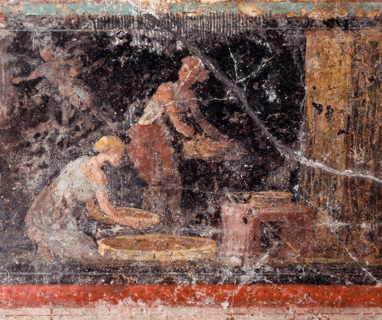 ローマの美術：宿題をする女性たち、ファルネシーナ荘C室のフリーズより（Roman art: women doing homeworks, from frieze of room C, Villa farnesina） ローマ museo nazionale romano 作： ローマンローマン