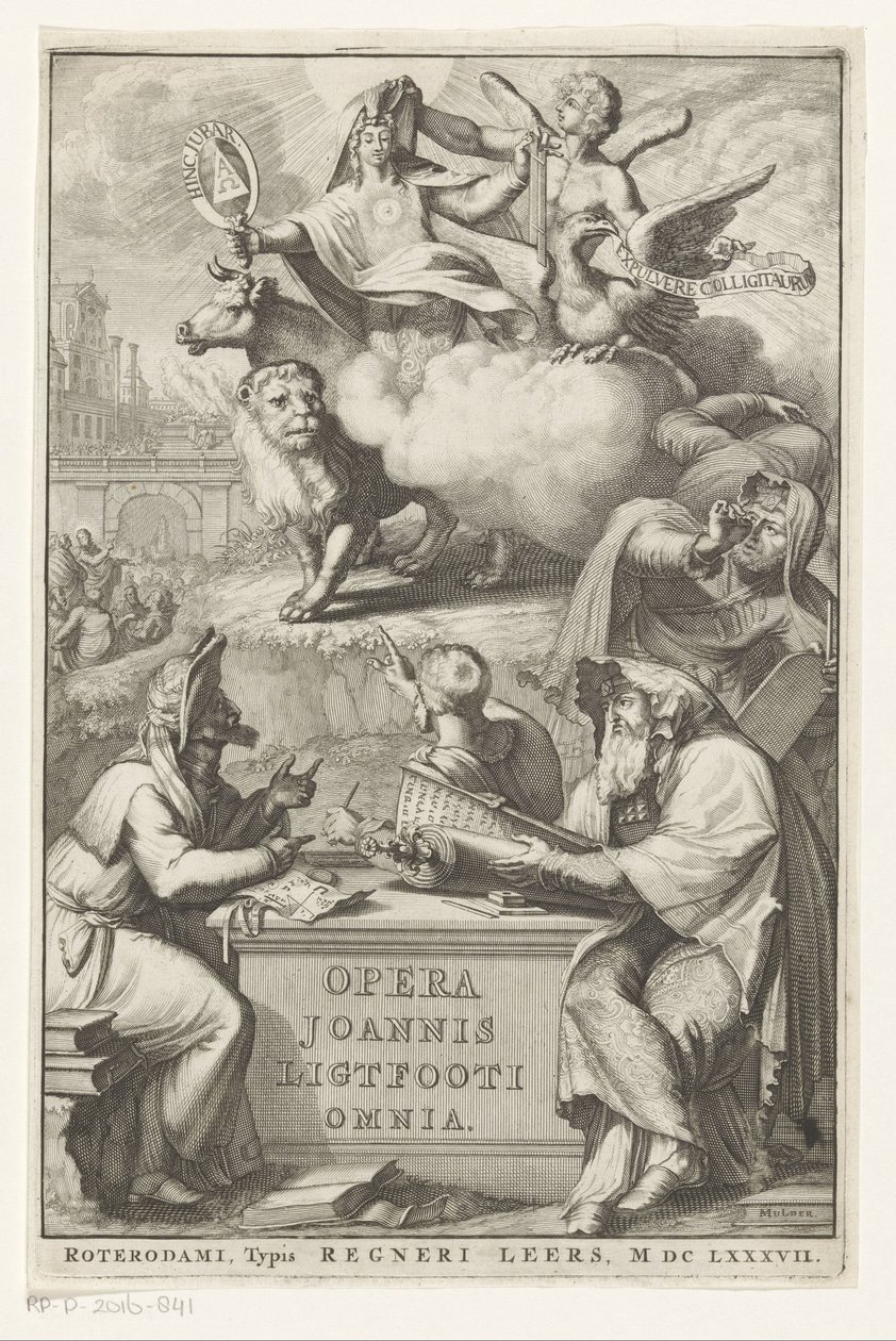 ユダヤ人との寓話的な人物 タイトル ページ: ジョン ライトフット、Opera Joannis Ligtfooti omnia、1686 作： ロメイン・デ・ホーゲ