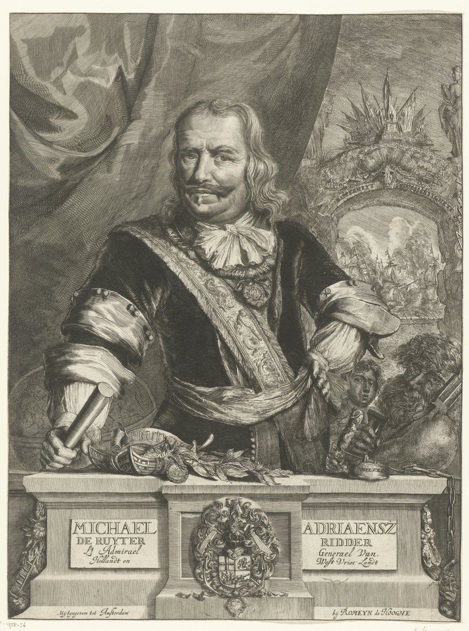 ミシェル・デ・ロイテルの肖像 Michael Adriaensz de Ruyter Knight Lt Admiral General Van Hollandt と West Vrieslandt (オブジェクトのタイトル) 作： ロメイン・デ・ホーゲ