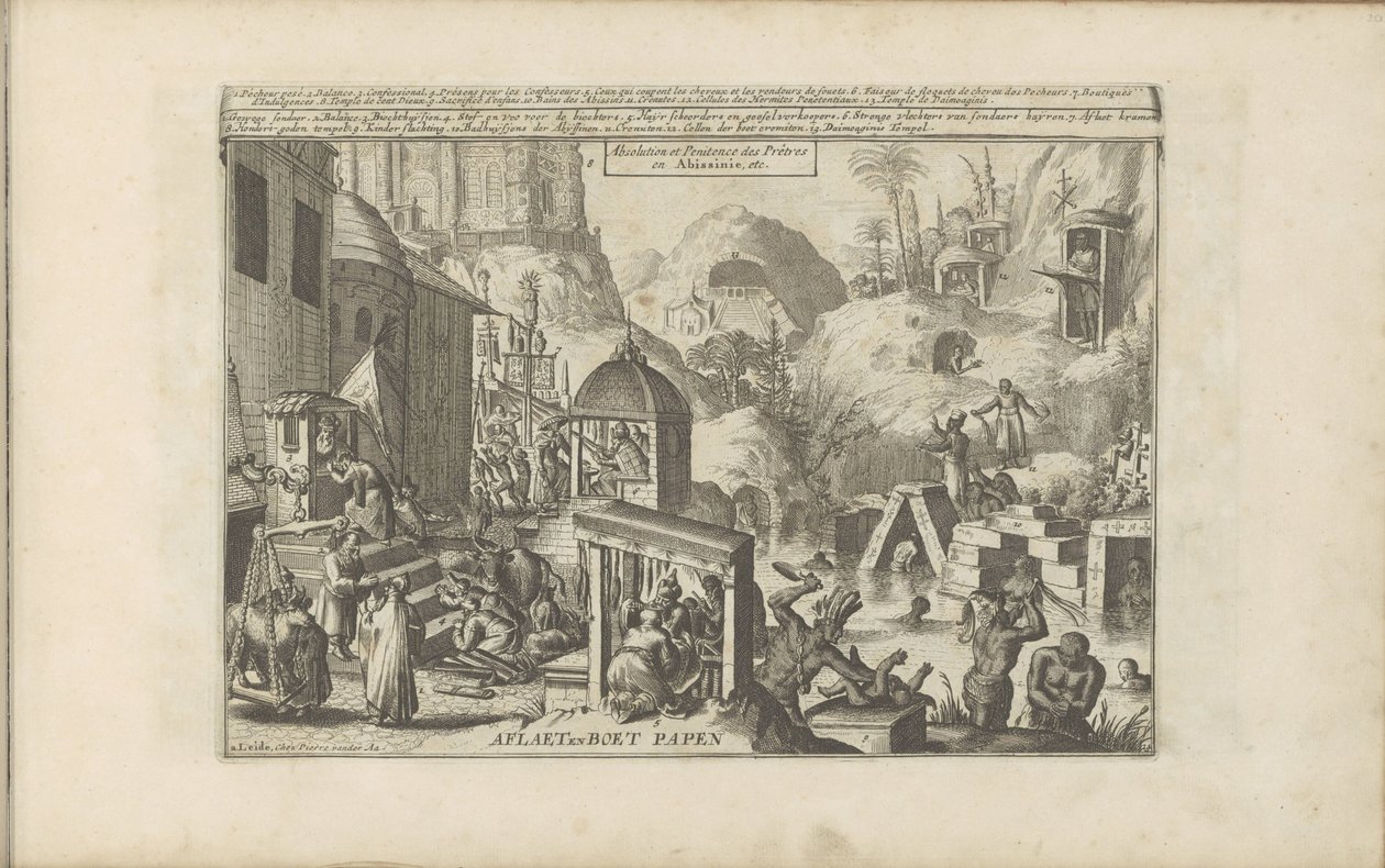 Zonde en boete Aflaet en Boet Papen / Absolution et Penitence des Prêtres en Abissinie, etc. (title on object) Les Indes Orientales et Occidentales et autres lieux (series title)   1327256   ja       japanese Successfully Translated  Original: Julius Theod 作： ロメイン・デ・ホーゲ