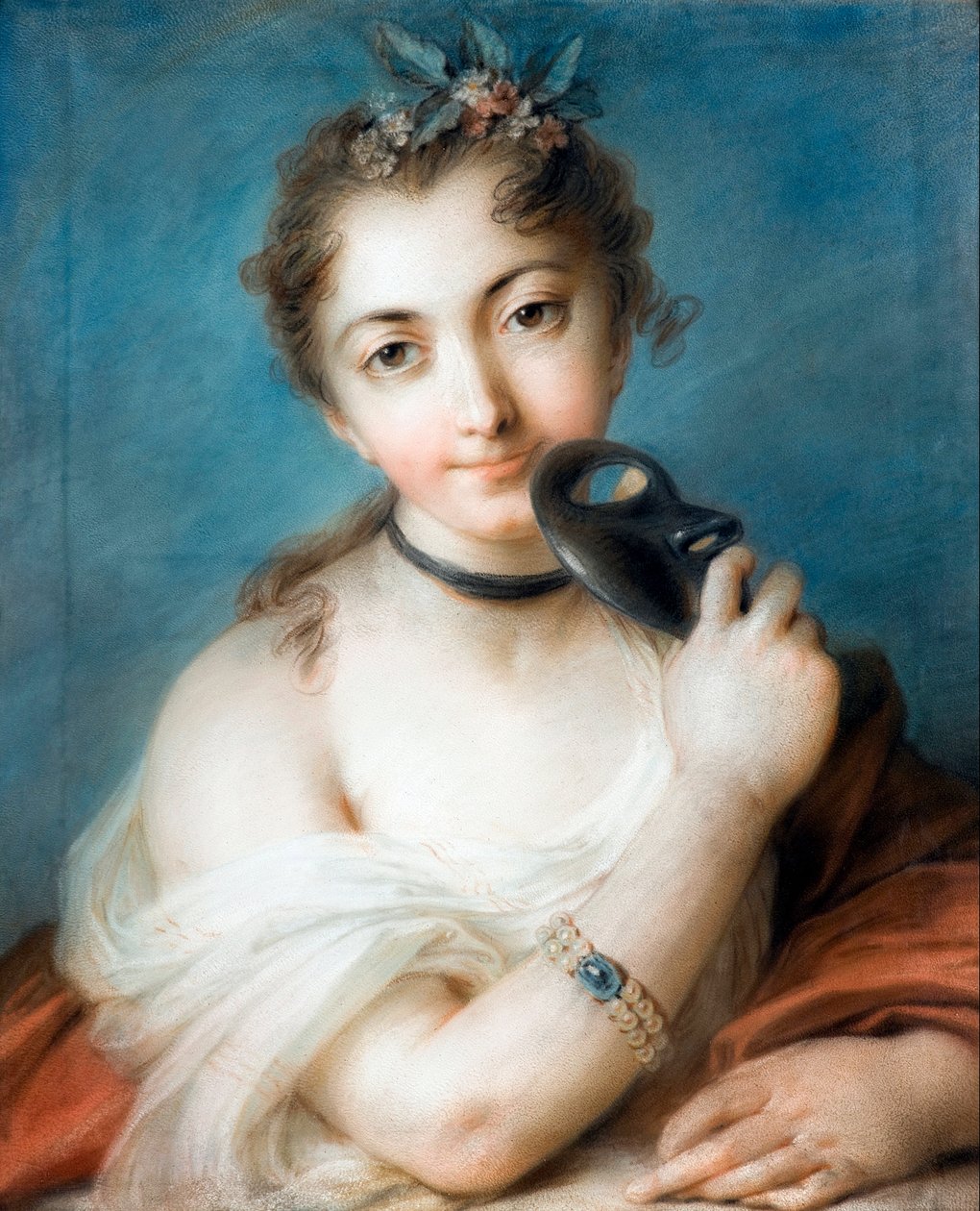仮面をつけた婦人の肖像 ロザルバ・カリエーラ（1675-1757）作 18世紀 個人蔵 作： ロザルバ・ジョヴァンナ・キャリエラ