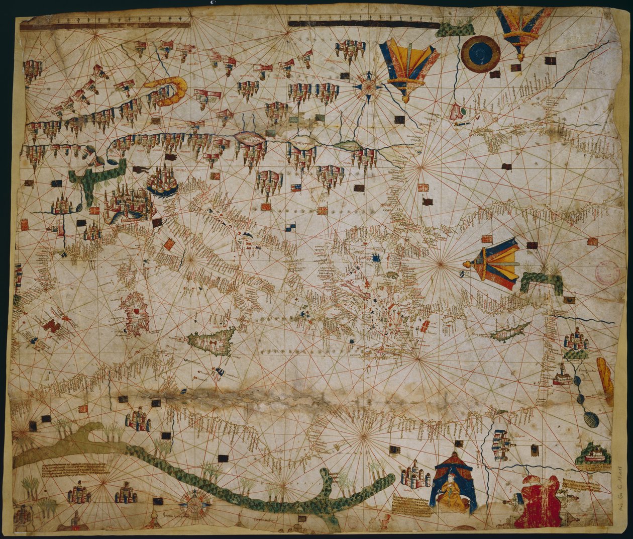 地中海と黒海の海図、1440 年代 作： ロッセル