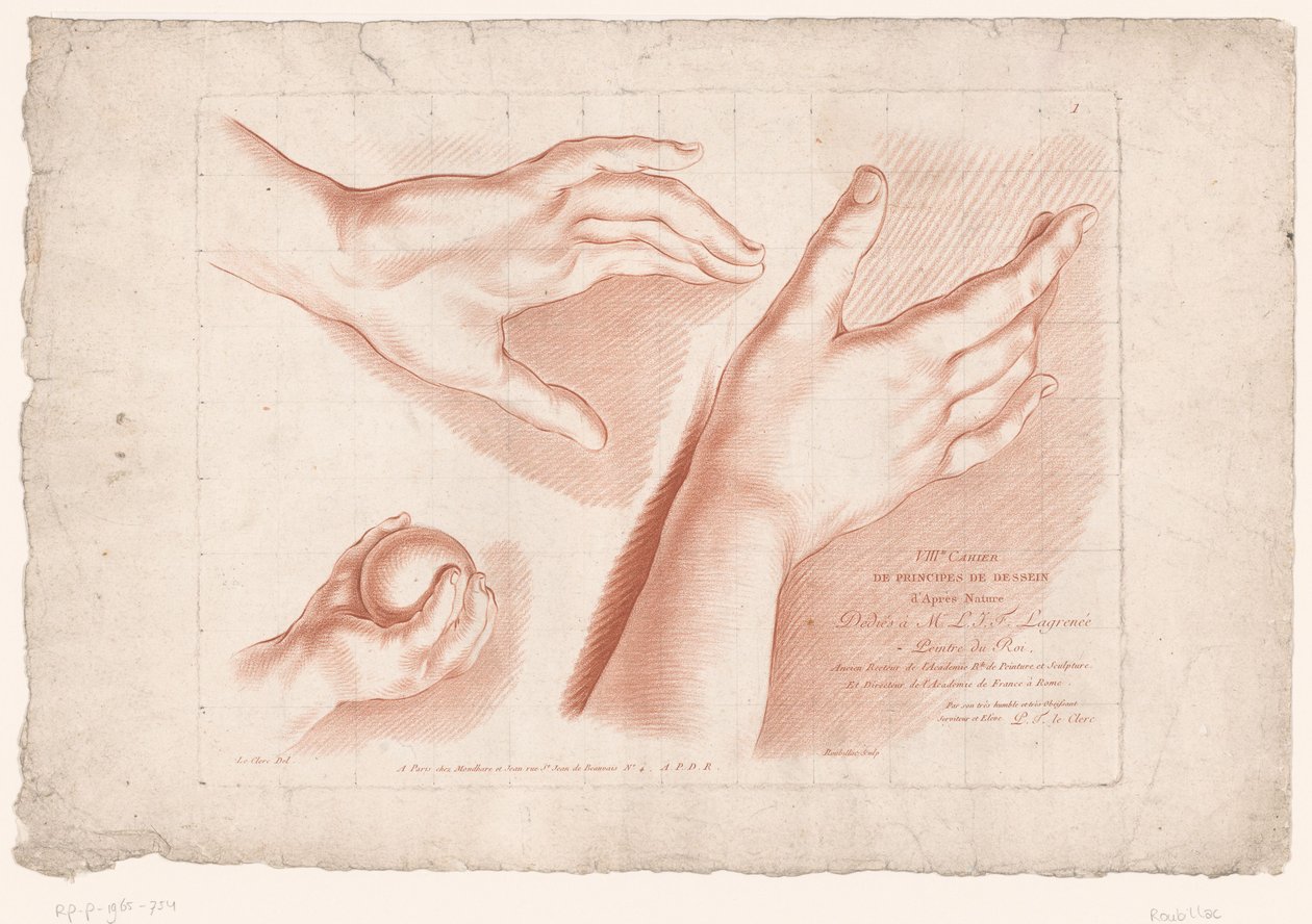3本針のタイトルプリント 自然からの描画の原則、パート 8 (シリーズ タイトル) VIIIe Cahier de Principes du Dessin d