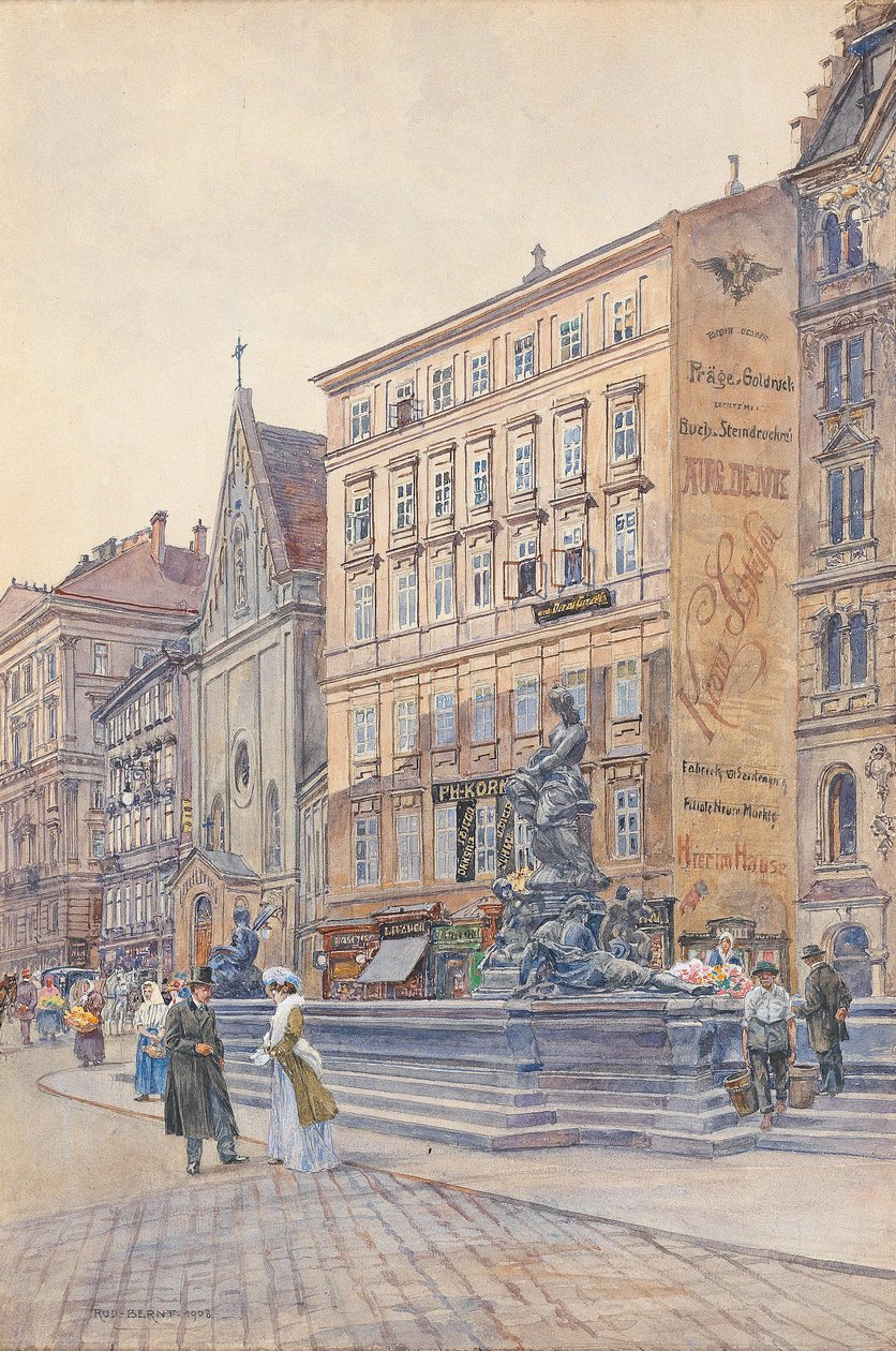 英語：Neue MarktとDonnerbrunnen Donner fountainn 作： ルドルフ・バート