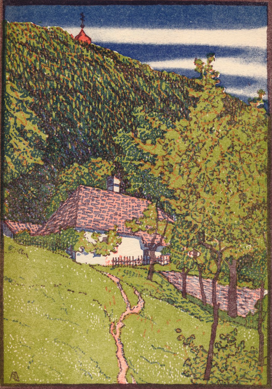 色付きの木版画、c1910 作： ルドルフ・ジャンク