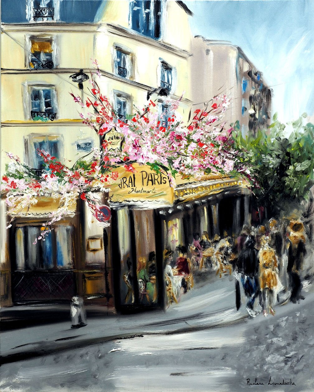 Le Vrai Paris Cafe Montmartre, 2021（キャンバスに油彩） 作： ルスラナ・レヴァンドフスカ