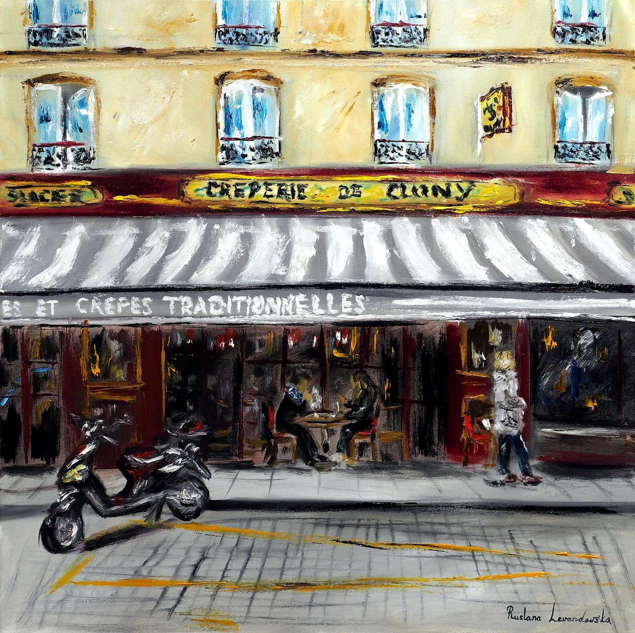 パリのクレープ屋、2022年（キャンバスに油彩） 作： ルスラナ・レヴァンドフスカ