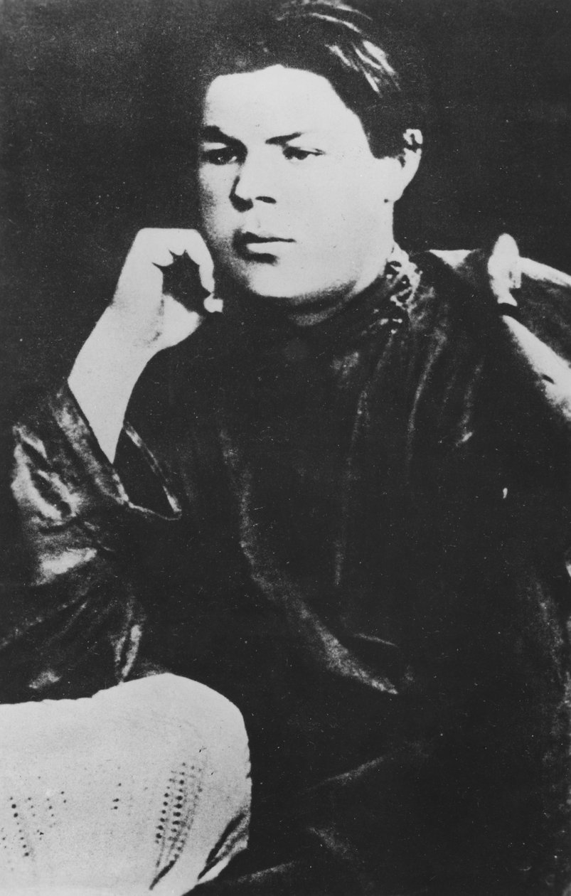 1887年にMaxim Gorkyとして知られるAlexei Maximovich Peshkovの肖像 作： ロシアの写真家