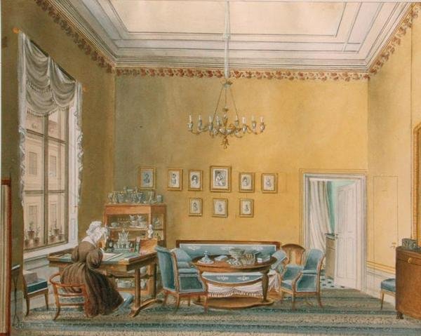 1830年代、モスクワのボラティンスキー家の内部 作： ロシア語学校