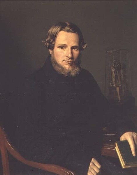 ピョートル・ヴァシリエヴィッチ・フィラトフの肖像、c.1840（74388のペア） 作： ロシア語学校