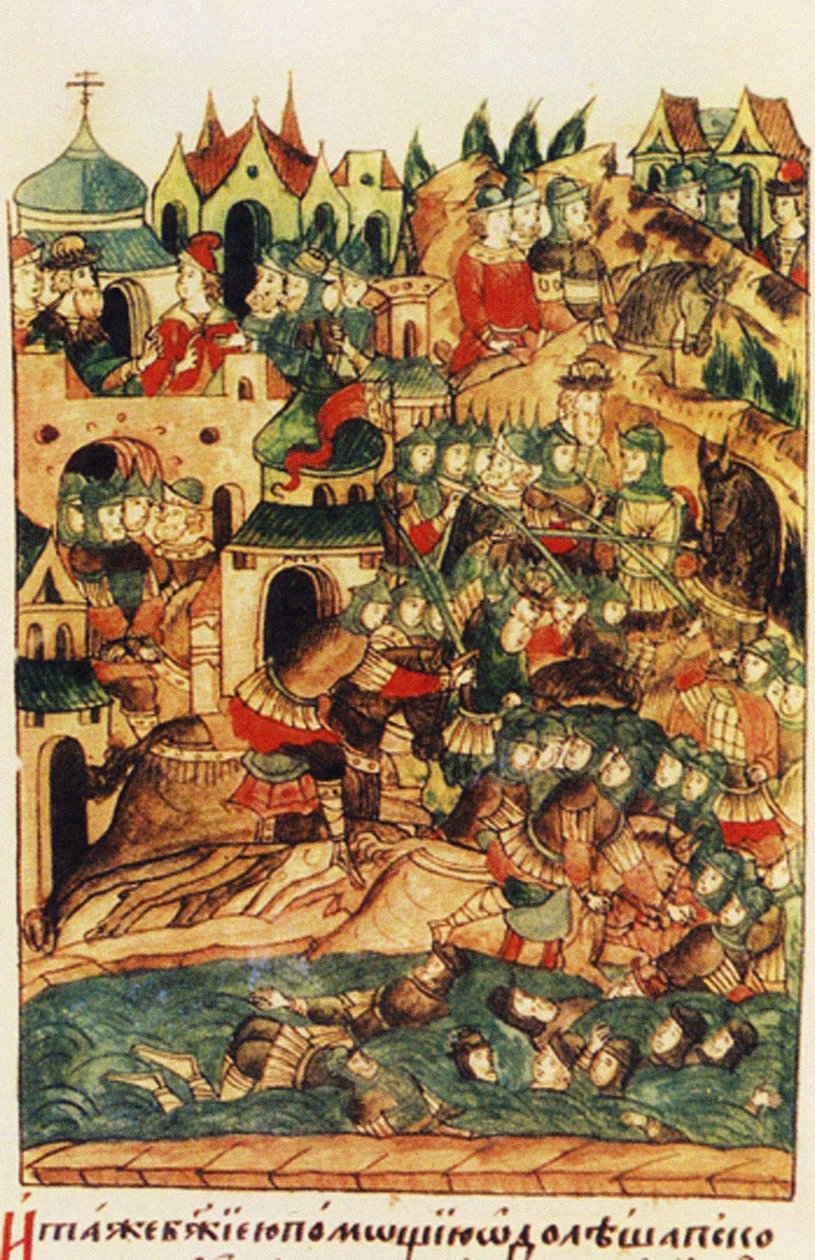 1268年2月18日、16世紀後半のIlluminated Compiled Chronicleによるウェゼンバーグの戦い 作： ロシア語学校