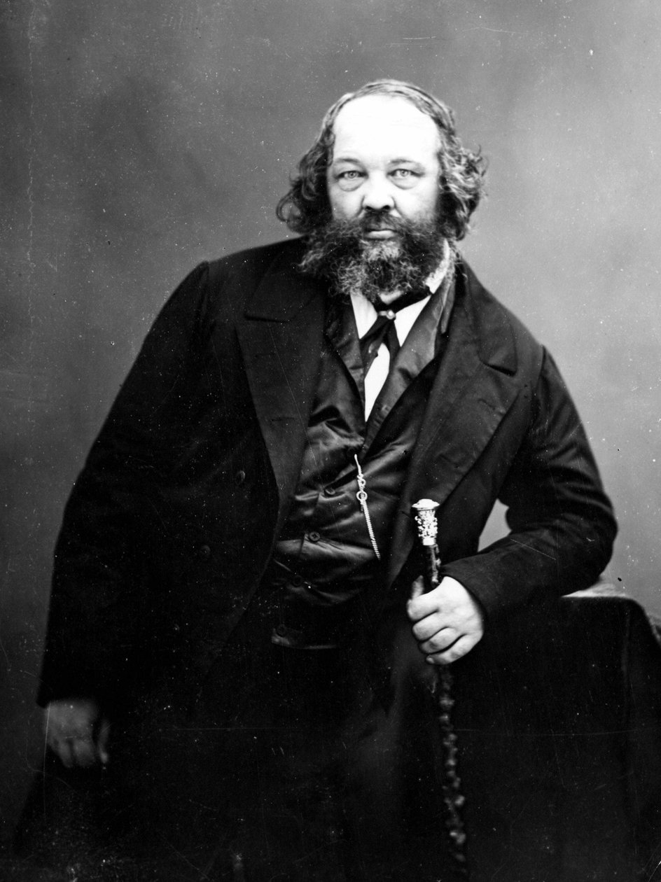 ロシアのアナーキスト革命家、ミハイル・バクーニン（1814 - 1876）の肖像。写真撮影。 作： ロシアの写真家
