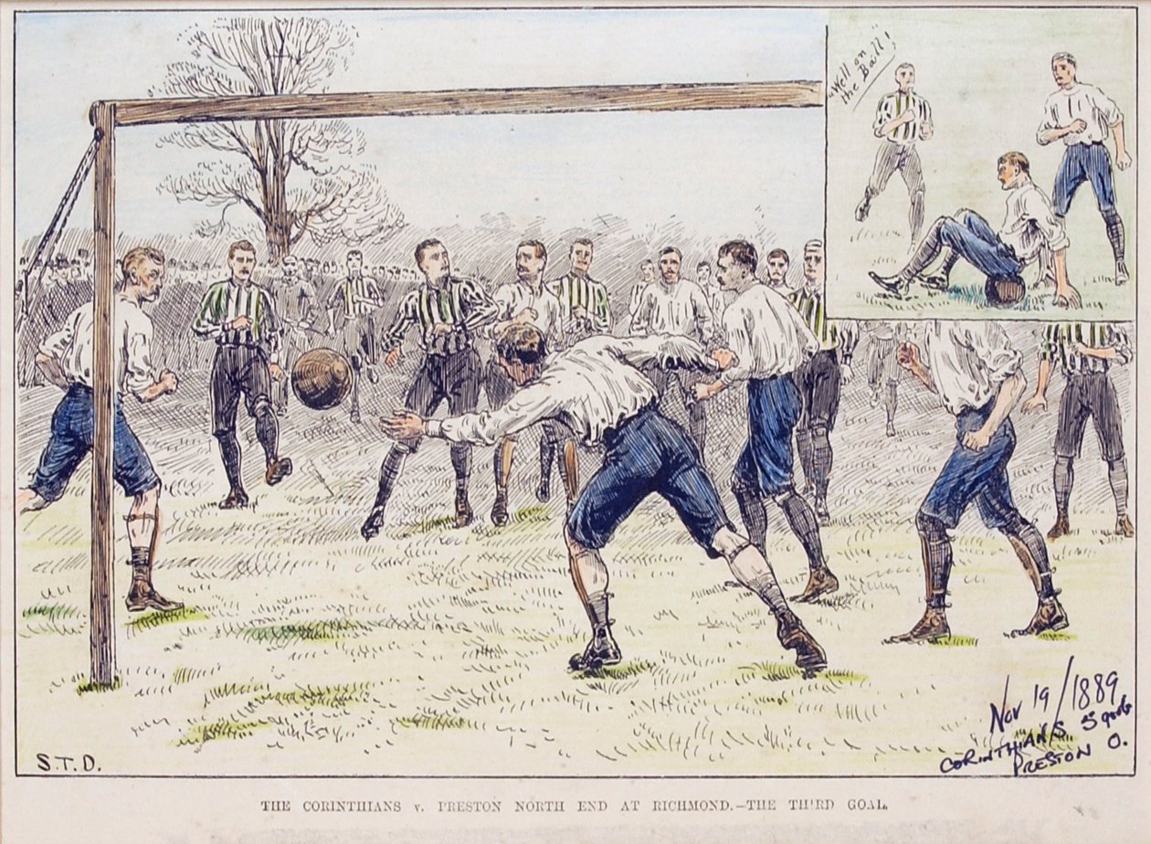 リッチモンドでのコリンチャンス対プレストン ノース エンド - 「The Illustrated Sporting and Dramatic News」より 作： STダッド