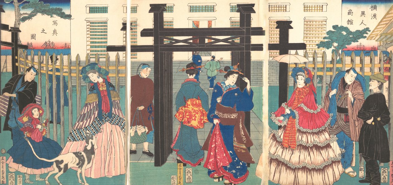1861年、横浜に外国人事業所を設立。 作： 歌川貞秀