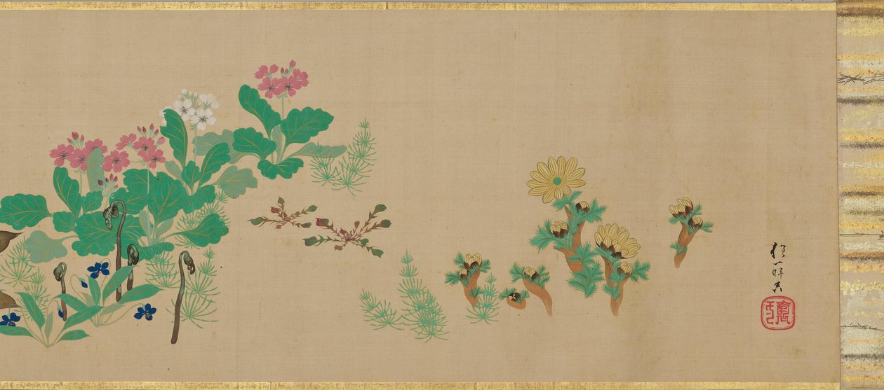 四季花鳥図 作： 酒井抱一