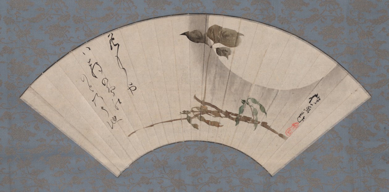 俳句を添えた収穫の月と烏豆 作： 酒井抱一
