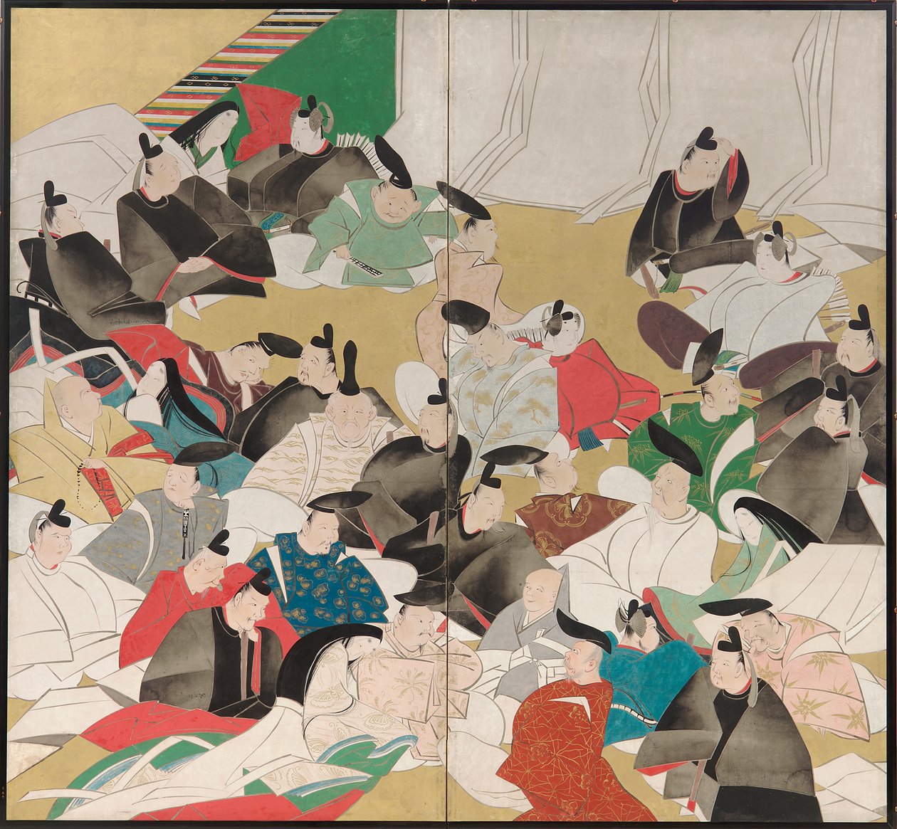 江戸時代の詩人三十六（紙に墨、色、金）