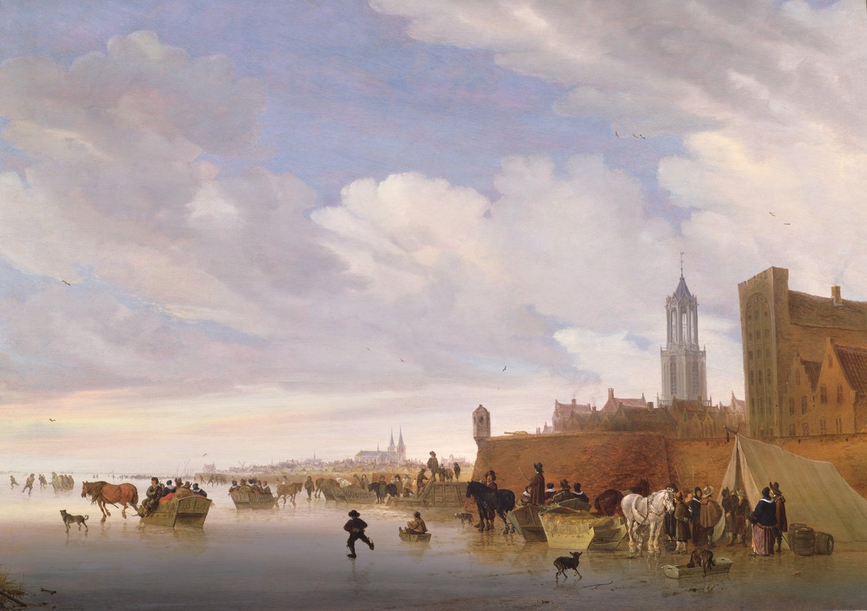 1658年、ユトレヒトの近くの冬景色 作： サロモン・ファン・ルイスダールまたはルイスダール