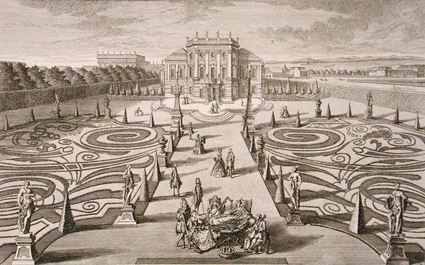オーストリアの家と庭、Johann August Corvinus (1683-1738)作、1730-40年頃に出版されたもの(エングレーヴィング) 作： サロモン（後）小さな子