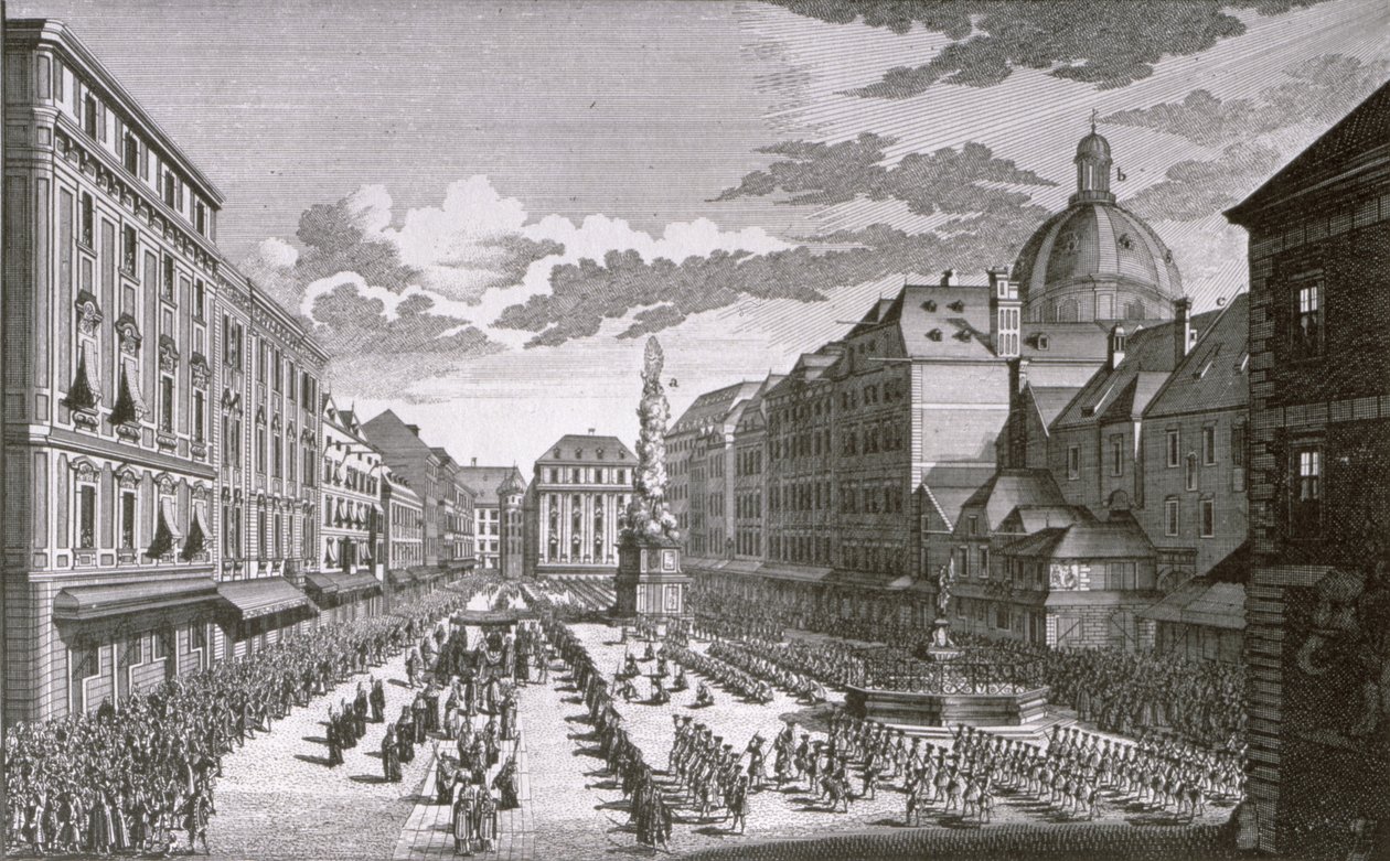 Georg-Daniel Heumann（1691-1759）によって彫刻されたグラーベンの行列のビュー 作： サロモンリトルワン