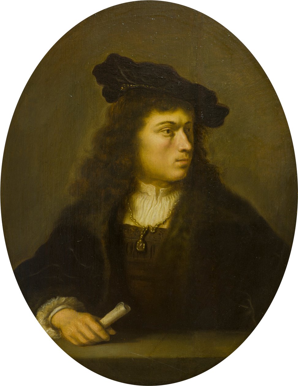 未知の男の肖像、c.1629-56（パネルに油彩） 作： サロモン・コーニンク