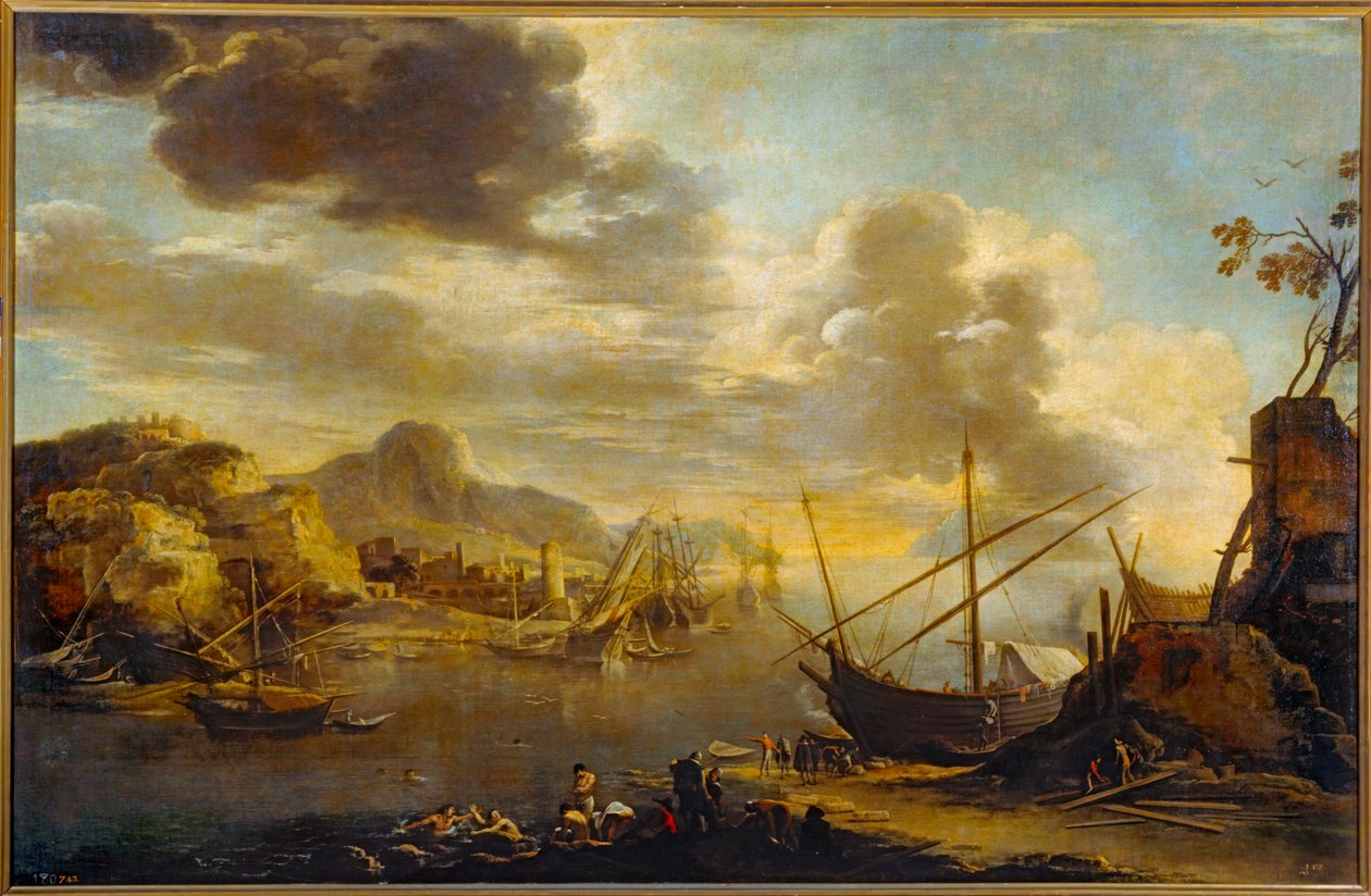 サレルノ湾（油彩・キャンバス） 作： サルヴァトールローザ