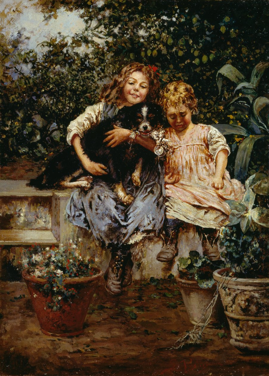 3 人の友人、サルヴァトーレ ポスティリオーネ (1861-1906) 作、キャンバスに油彩、53.5x38 cm 作： サルヴァトーレ・ポスティリオーネ