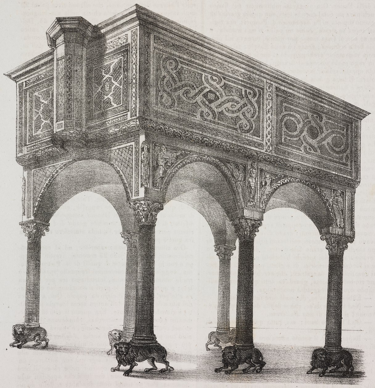 Sessa Aurunca 大聖堂、カンパニア、イタリア、Poliorama Pittoresco から Pasquale Mattei (1813-1879) によって描かれた後の Salvatore Puglia によるリトグラフ、n 43、5 月 31 日 作： サルヴァトーレ・プーリア