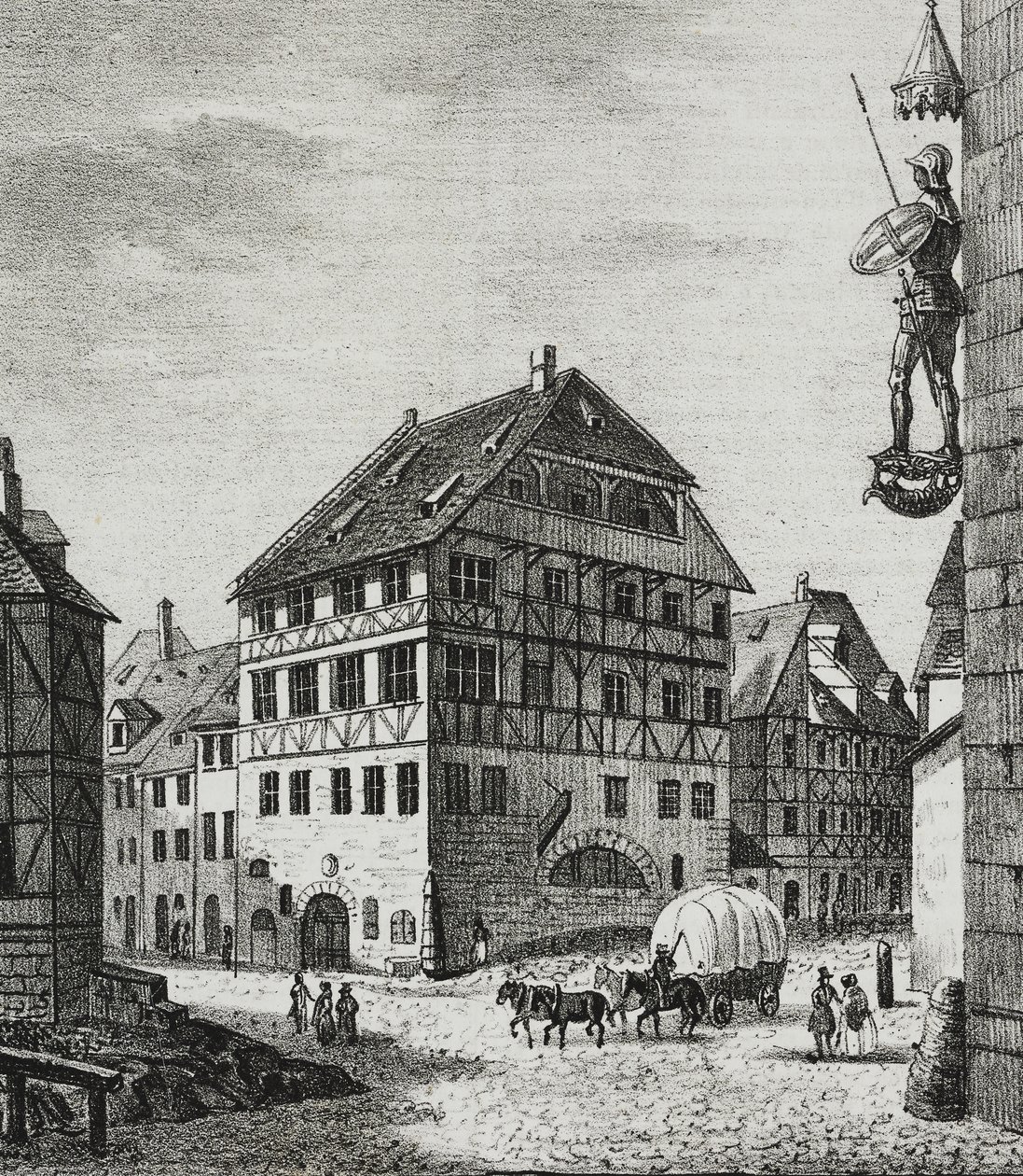 House of Albrecht Durer (1471-1528) in Nuremberg, Germany, lithograph by Salvatore Puglia from Poliorama Pittoresco, n 31, March 12   1458573   ja       japanese Successfully Translated  Original: Windsor Castle, Berkshire Translat: Windsor Castle, Berkshi 作： サルヴァトーレ・プーリア
